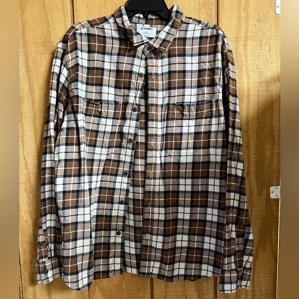 Old Navy Men's Brown Plaid Flannel